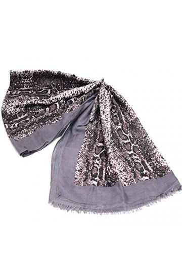 Gm By Gai Mattiolo Écharpe pour femme Pashmina avec motif rayé 100 % viscose, 180 x 90 cm, gris