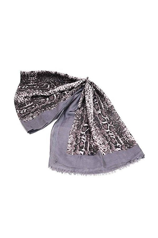 Gm By Gai Mattiolo Écharpe pour femme Pashmina avec motif rayé 100 % viscose, 180 x 90 cm, gris