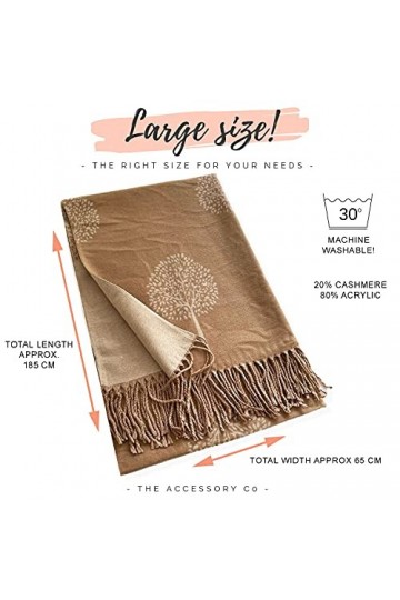 The Accessory Co - Écharpe dhiver réversible en pashmina pour femme - Motif arbre de vie