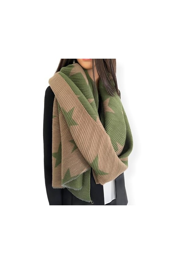 The Accessory Co. Écharpe en forme détoile – Écharpe réversible pour femme, châle pashmina, écharpes dhiver pour femme, gra