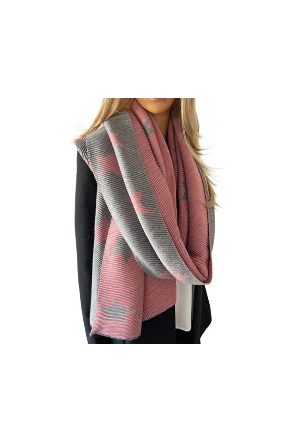 The Accessory Co. Écharpe en forme détoile – Écharpe réversible pour femme, châle pashmina, écharpes dhiver pour femme, gra