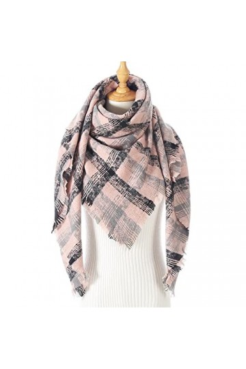 Bywenzai Foulard Écharpe dhiver Tricoté Femmes Cachemire Pashmina Plaid Triangle Cou Foulards Dame Couverture Chaude Femme 1