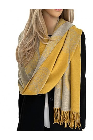 The Accessory Co - Écharpe dhiver réversible en pashmina pour femme - Motif arbre de vie
