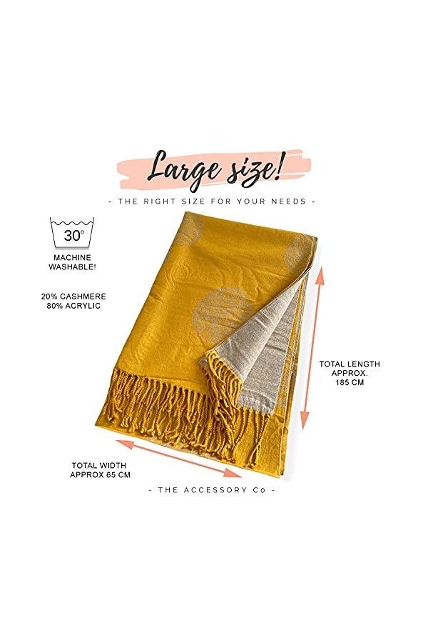 The Accessory Co - Écharpe dhiver réversible en pashmina pour femme - Motif arbre de vie