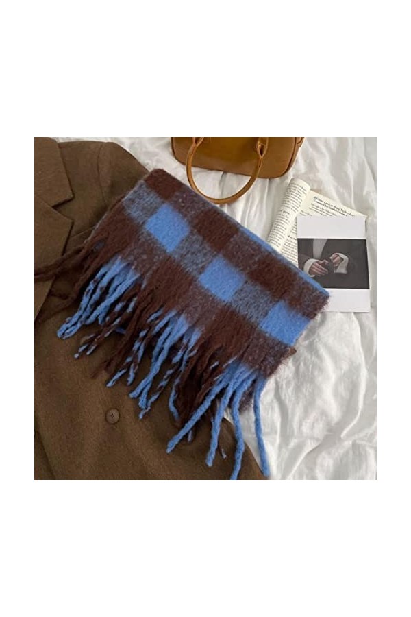 Écharpe à pompon en cachemire à carreaux en peluche hiver chaud châle épaissi écharpe coréenne vintage écharpe Pashmina pour 