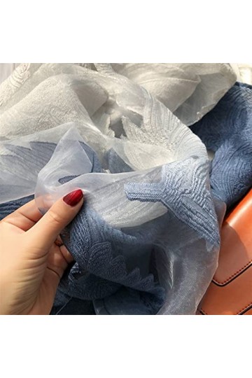 SISWIM Écharpe Chale Femme Écharpe Artisanale de Coupe Florale for Femmes Printemps et Automne Feuille dorganza Motif mosaïq