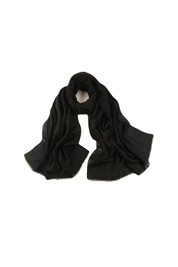 Écharpe châle pour femme 100 % laine Couleur unie 190 cm x 70 cm - Rose - Taille Unique