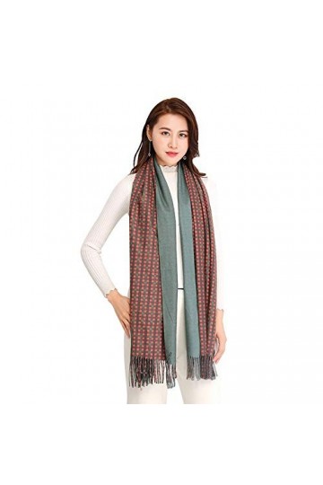 QXIYUAN Écharpe en cachemire imitation laine soies châle pour femme chaleur et épaisse écharpe à carreaux britannique double 