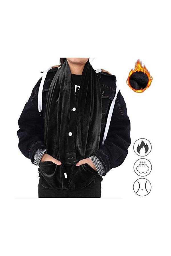 Châle chauffant électrique pour la température et le froid USB 3 Écharpe de protection et écharpes dhiver pour femme, Noir ,