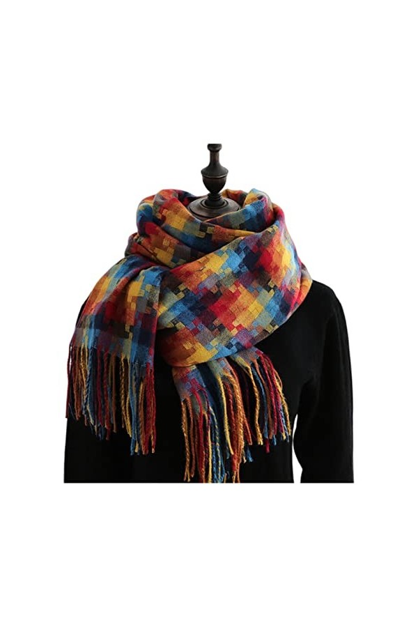 SUYGGCK éCharpe Manche dhiver Garnit La Couleur De Laine Chaude Couleur Grande Épaississeuse Chaude À Longue Taille Plissée 