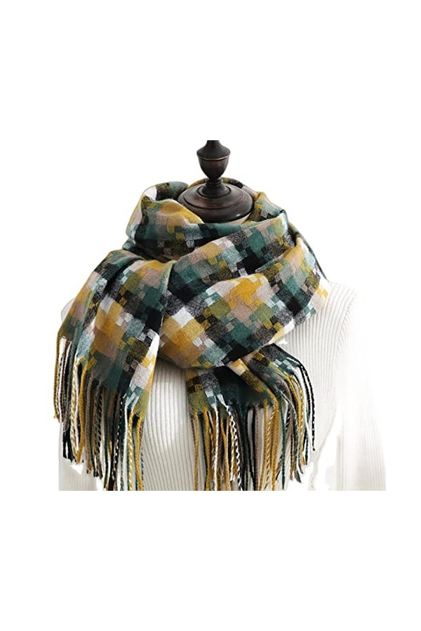 SUYGGCK éCharpe Manche dhiver Garnit La Couleur De Laine Chaude Couleur Grande Épaississeuse Chaude À Longue Taille Plissée 