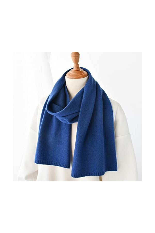 WYCSDD Écharpe en Laine Bleu Royal Femmes Hiver Chaud tricoté écharpes Minces Dames Petites écharpes Courtes Automne Foulard 