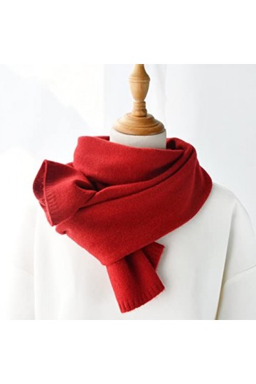WYCSDD Nouvelle écharpe en Laine Rouge Femmes Hiver Chaud tricoté écharpes Minces Femme Petites écharpes Courtes Dames, Adult