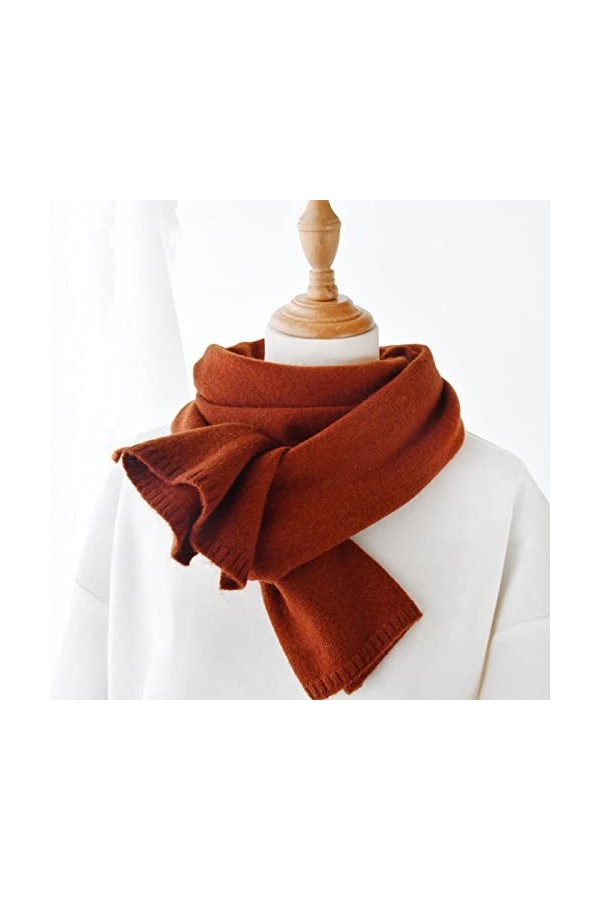 WYCSDD Nouvelle écharpe en Laine Femmes Hiver Chaud tricoté écharpes Minces Dames Petites écharpes Courtes Marron Automne Fou