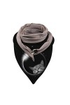 Femmes Mignon Chat imprimé écharpe Hijabs féminin Lady Bouton rétro Foulard de châle Polyvalent Folle 80cm- 100cm Hiver Colo
