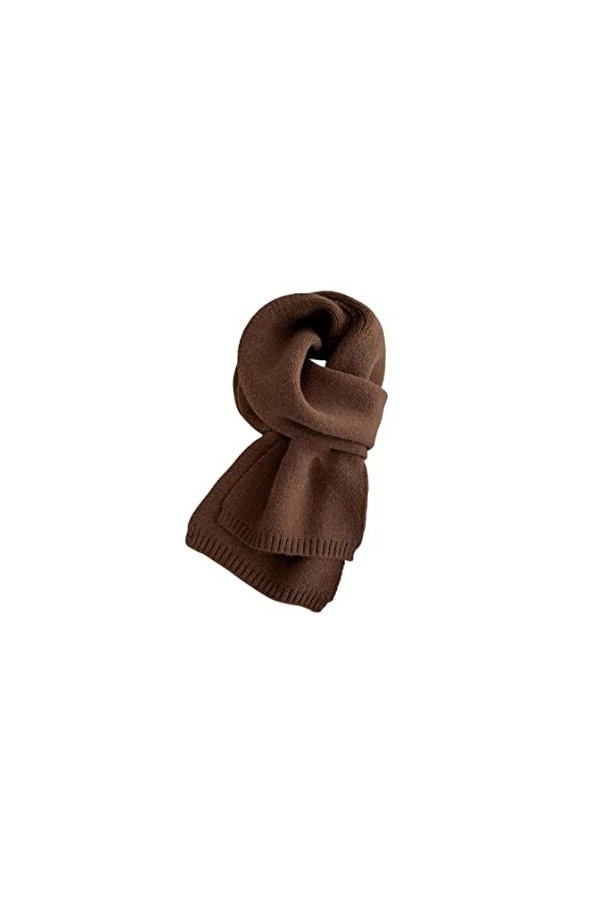 SERUMY Écharpes Tricotées Femmes dautomne dhiver Couleur Solide Écharpe Mince Nuerchief Doux Blanc Brun Blanc Chaud en Lain