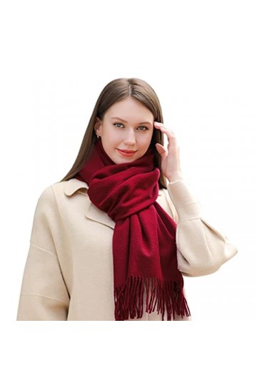 MASADA Écharpe dhiver pour femmes chaude et douce - Rouge foncé