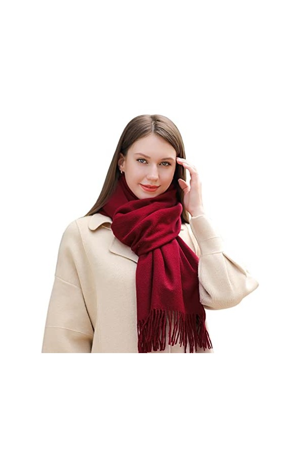 MASADA Écharpe dhiver pour femmes chaude et douce - Rouge foncé