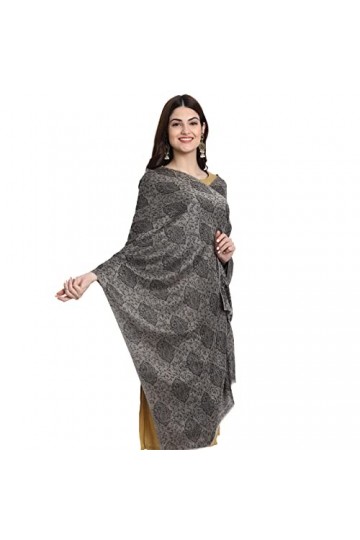 Étole réversible imitation pashmina en laine fine style cachemire pour lhiver, gris, Large