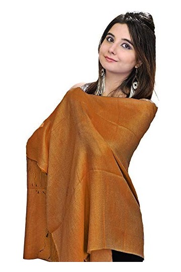 Exotic India Etole réversible en pashmina uni du Népal - Orange - Taille unique