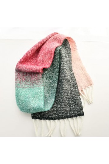 WYCSDD Laine Épaisse Châle Classique Dégradé Couleur Longue Écharpe Femmes Hiver Gland Mode Casual Chaud Pashmina Écharpes Ca