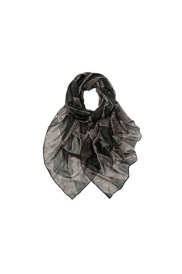 Mode Automne Ombre Géométrique Plaid Viscose Écharpe Dame Imprimer Châles Pashmina Foulards Musulman Hijab