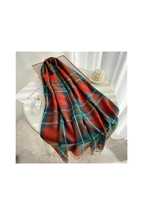 Écharpe Chale Femme Écharpe Hiver Plaid Design Femmes Cachemire Pashmina Chaud Châle Ladelle Envelopper Tassel Foulards Trico