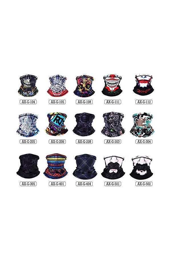 GDYX Écharpe Hiver 3d Clown Bandeau Magique Écharpe Laine Couverture Chaude Demi Visage Tube Tube Écharpe Turban Hip Hop Vent