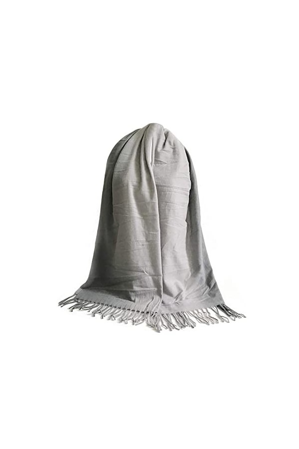 Stfery Echarpe Femme Pashmina, Écharpe Douce Chaude Femme Gris Foncé Gland Gradient Couleur Hiver Mode Élégante 185x65CM