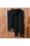 RFEGEF Femme Écharpe Pashmina,Dames Écharpes Et Châles Noir Vintage Mode Cachemire Gland Long Doux Hiver Écharpes Grand Chaud