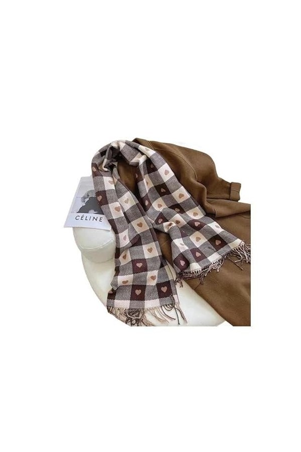 VERLAS Écharpe DHiver Pour Dames Femme Heart Check Cashmere Scarf Luxury Marque Hiver Écharpe Chaude Épaisse Chaude À Frange