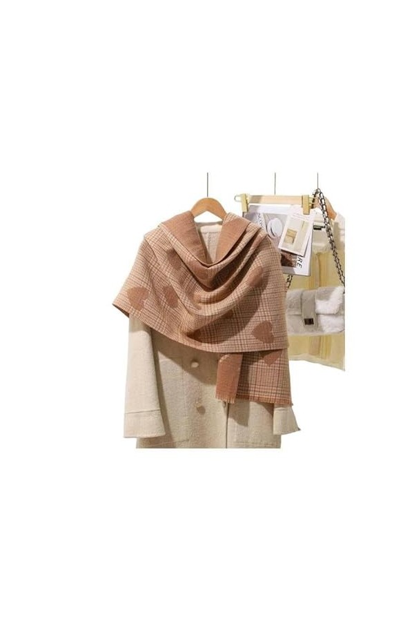 VERLAS Écharpe DHiver Pour Dames Femme Heart Check Cashmere Scarf Luxury Marque Hiver Écharpe Chaude Épaisse Chaude À Frange