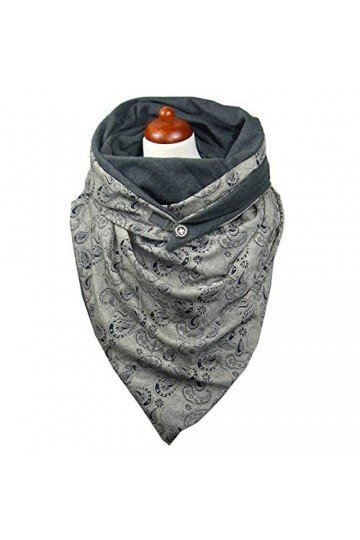 MYhose Écharpe pour Femmes Écharpe Chaude pour Femmes en Hiver, avec Bouton Vintage Floral Print Wrap Shawl Bib G