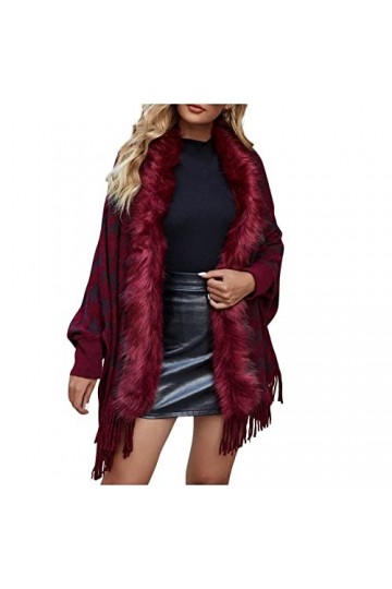 Cape châle en pashmina doux pour femme - Étole - Pull - Toucher cachemire - Châles et écharpes pour femmes, 8 Rouge, M