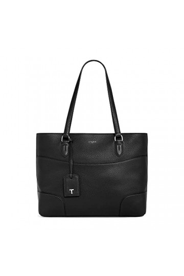 Le Tanneur, grand sac cabas, sac à main, en cuir grainé, romy, femme, 3 poches plates, poche zippée, charm porte étiquette am