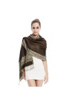 Silver Fever® Écharpe en pashmina double face Motif gouttes - Beige - Taille unique