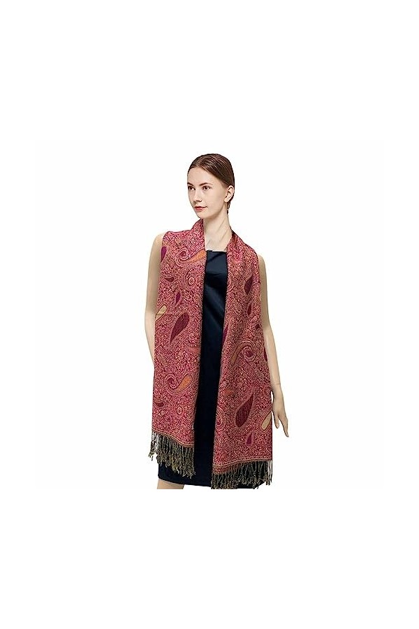 Silver Fever® Écharpe en pashmina double face Motif gouttes - Beige - Taille unique