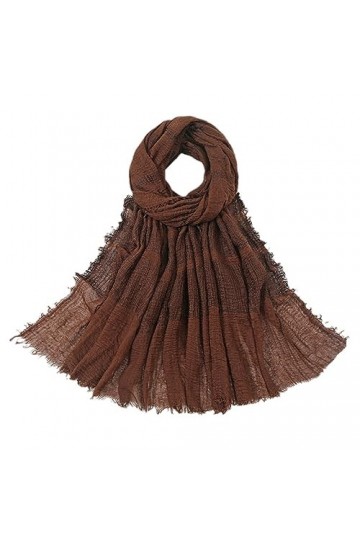 RILOOP Écharpe en Viscose à franges à rayures, écharpe Pashmina épaisse dautomne pour femme, foulard musulman, Hijab