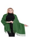 CJ Apparel Pashmina Châle épais en coton mélangé de couleur unie, vert forêt, taille unique