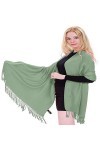 CJ Apparel Cache-tête en pashmina - Couleur unie, vert sauge, taille unique