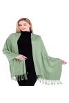 CJ Apparel Cache-tête en pashmina - Couleur unie, vert sauge, taille unique