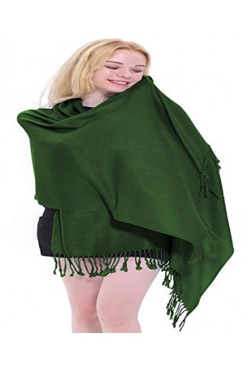 CJ Apparel Cache-tête en pashmina - Couleur unie, vert émeraude, taille unique