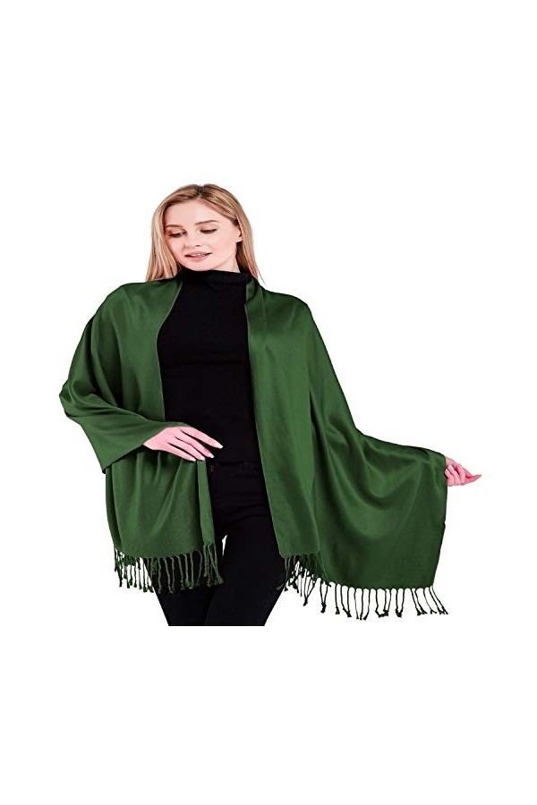 CJ Apparel Cache-tête en pashmina - Couleur unie, vert émeraude, taille unique