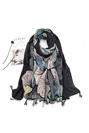 ZZLLFF Fashion Gold Ginkgo Biloba Pétale Floral Floral Tassel Viscose Écharpe Écharpe Pashmina Hijab Color : 3, Size : 180cm
