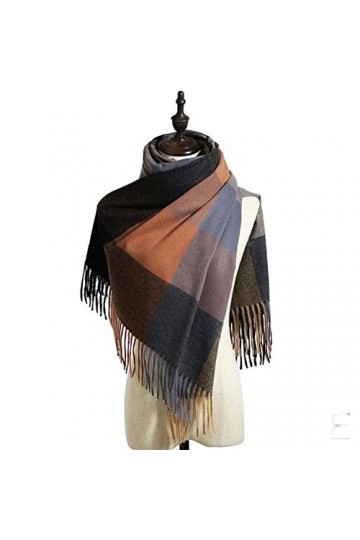 YKLL Cachemire Femmes écharpe à Carreaux Hiver Chaud châle Wrap Bandana&nbsp;&nbsp;&nbsp;Longue Marque de Luxe Cou Bandana Pashmina Gland Fe
