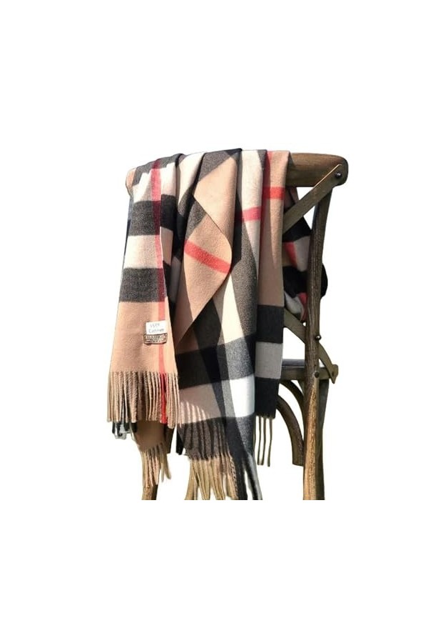 PARREN Écharpe DHiver 190 * 70Cm Hiver Femmes Écharpe Marque De Luxe Classique Treillis Doux Saindoux Femmes Cachemire Échar