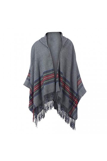 wuitopue Cape en cachemire pour femme - Élégant - 130 x 135 cm - En tricot - Chaud - Col épais - Grande écharpe - Unisexe - D