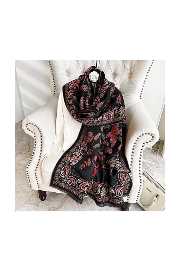 WALLBIG 2022 Hiver Cachemire écharpe Femmes épais Chaud Pashmina châles enveloppes Couleur Unie Gland Dame Couverture