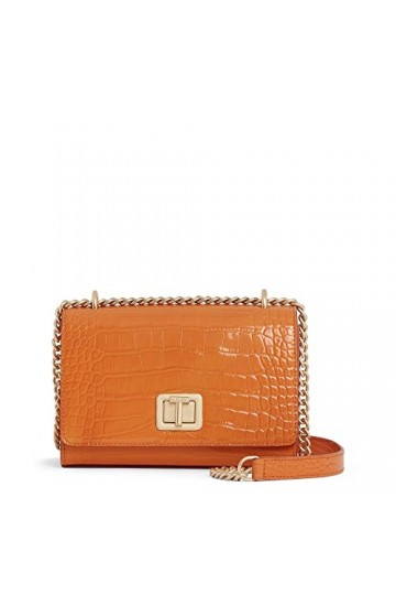 Le Tanneur, petit sac bandoulière, en cuir effet croco brillant, eva, femme, 2 poches plates, poche zippée, mousqueton clés, 