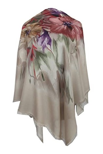 Generic Écharpe pour femme avec fleurs de qualité supérieure 115 cm x 115 cm, Turquoise.